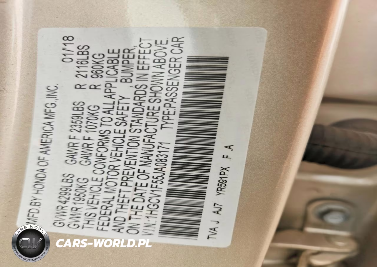 2018 Honda Accord Exl VIN:1HGCV1F55JA083171 - 12