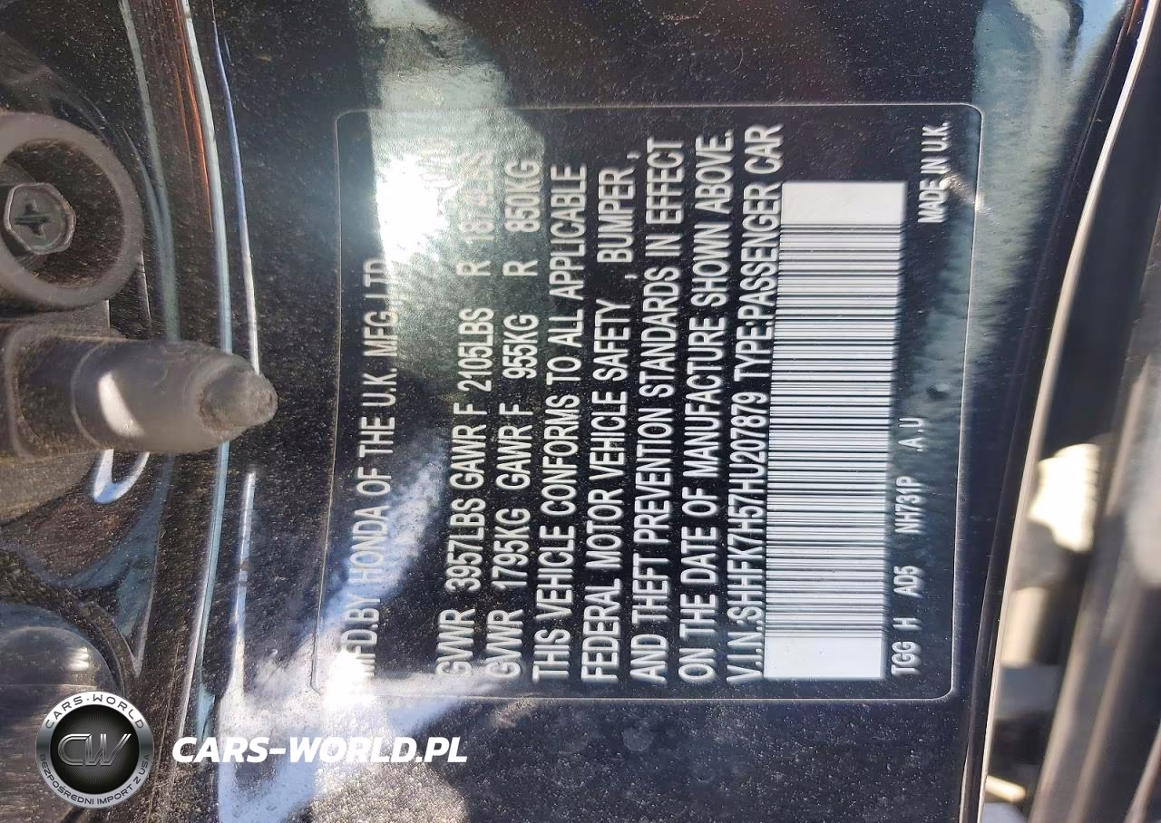 2017 Honda Civic Ex VIN:SHHFK7H57HU207879 - 12