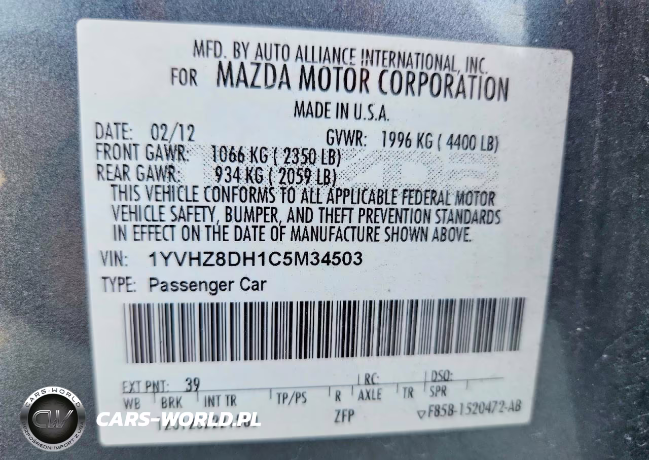 2012 Mazda 6 I VIN:1YVHZ8DH1C5M34503 - 13