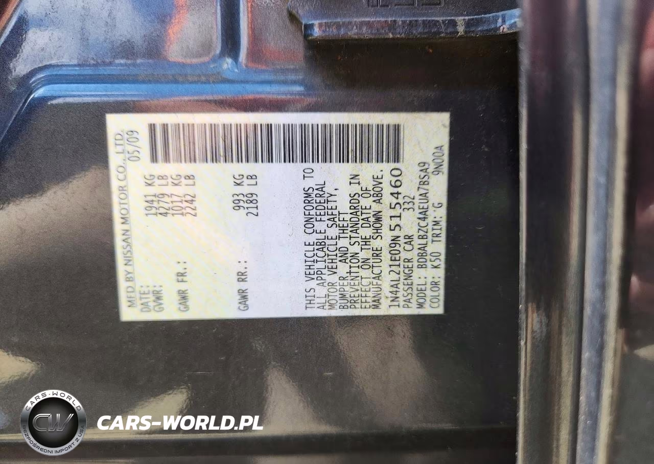 2009 Nissan Altima 2.5 VIN:1N4AL21E09N515460 - 12