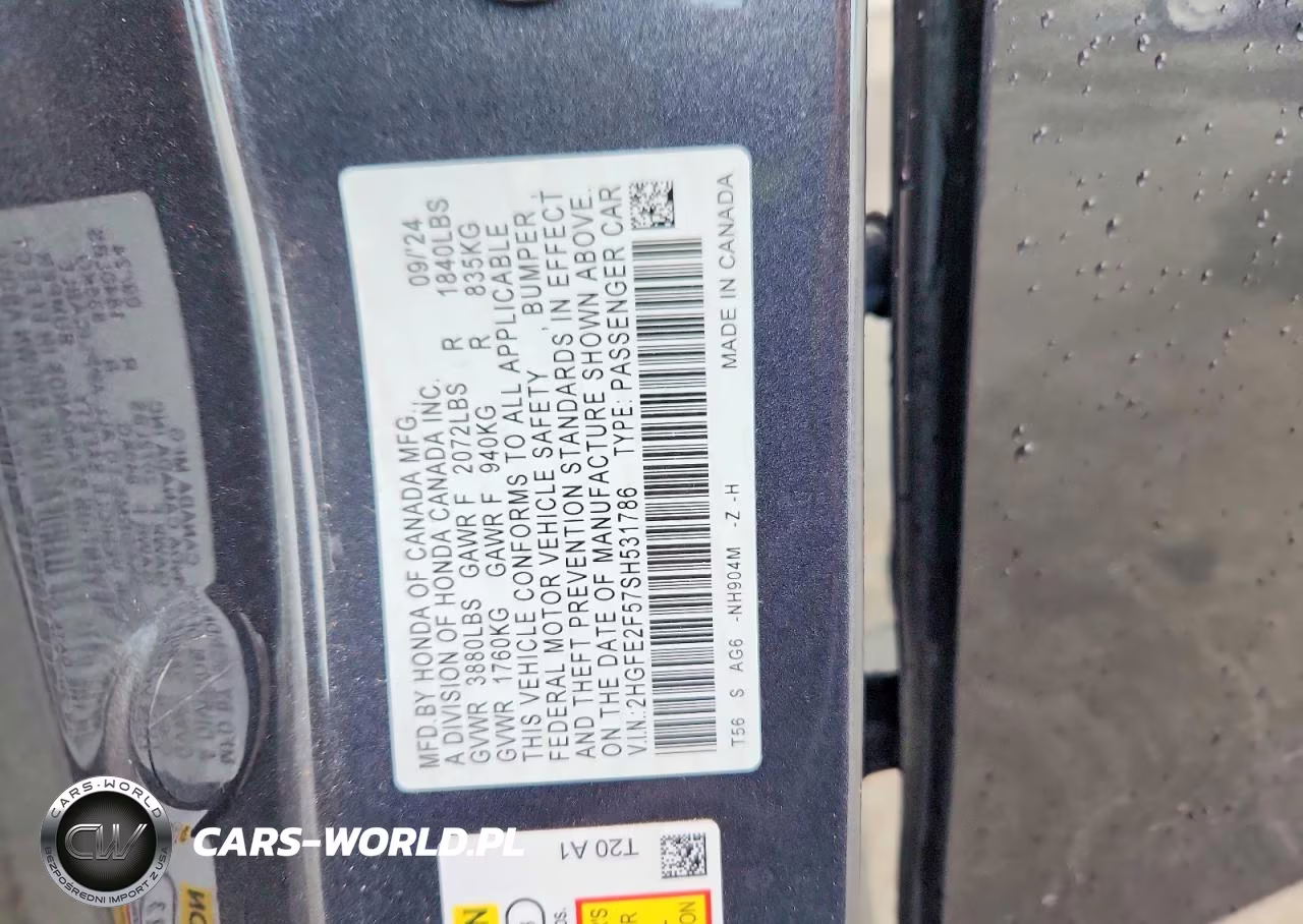 2025 Honda Civic Sport VIN:2HGFE2F57SH531786 - 12