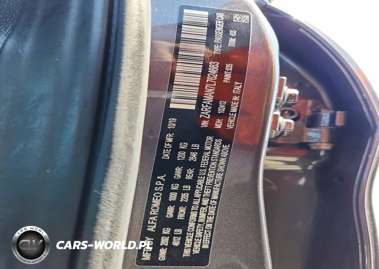 2020 Alfa Romeo Giulia VIN:ZARFAMAN7L7624663 - 13