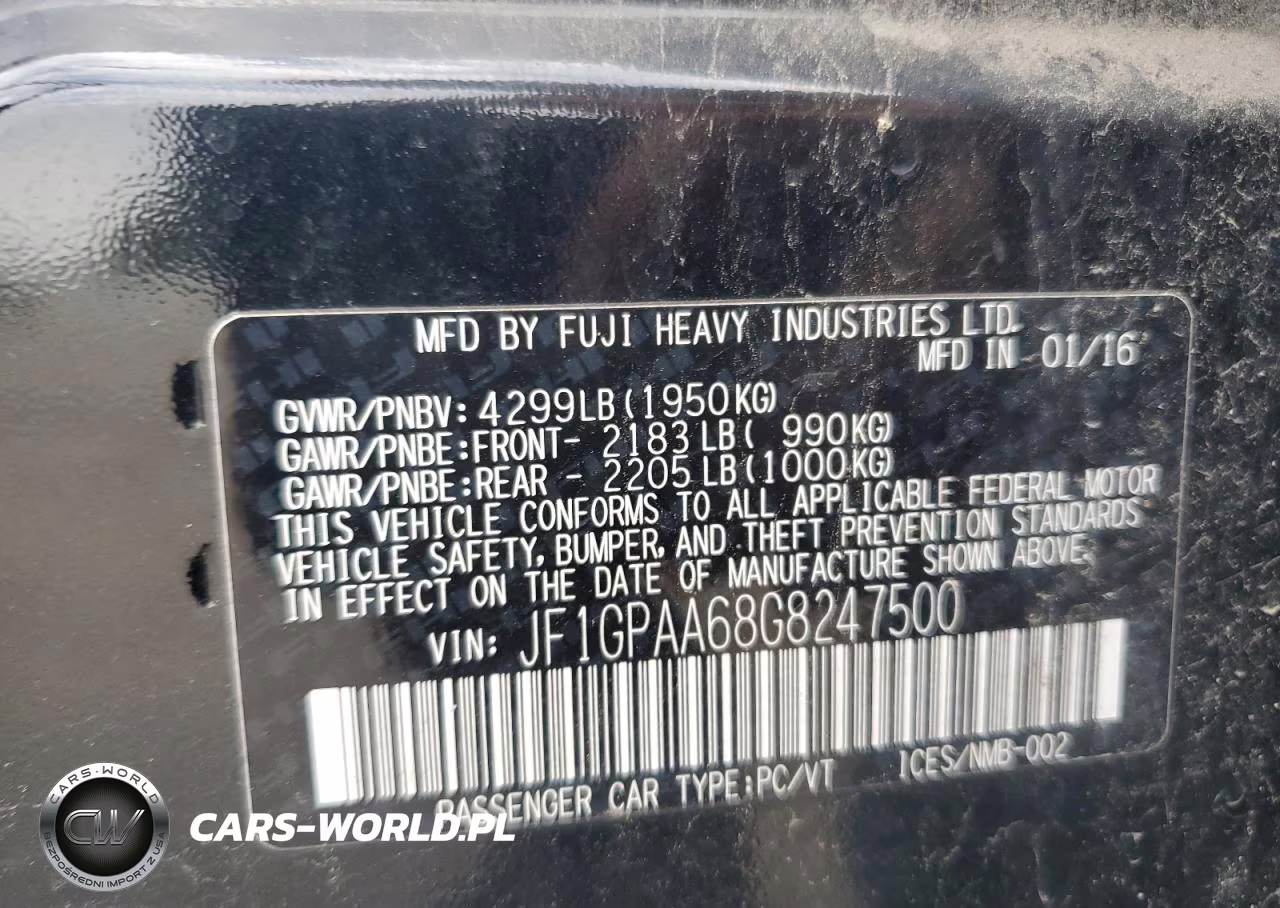 2016 Subaru Impreza VIN:JF1GPAA68G8247500 - 12