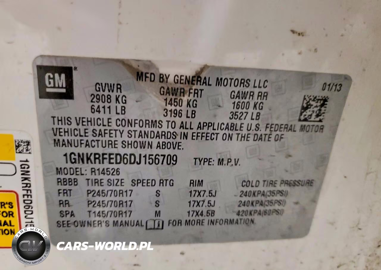 2013 Chev Traverse VIN:1GNKRFED6DJ156709 - 13