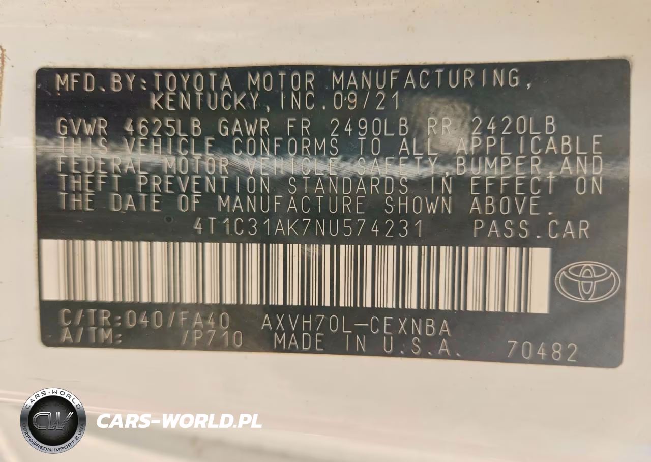 2022 Toyota Camry Le VIN:4T1C31AK7NU574231 - 12