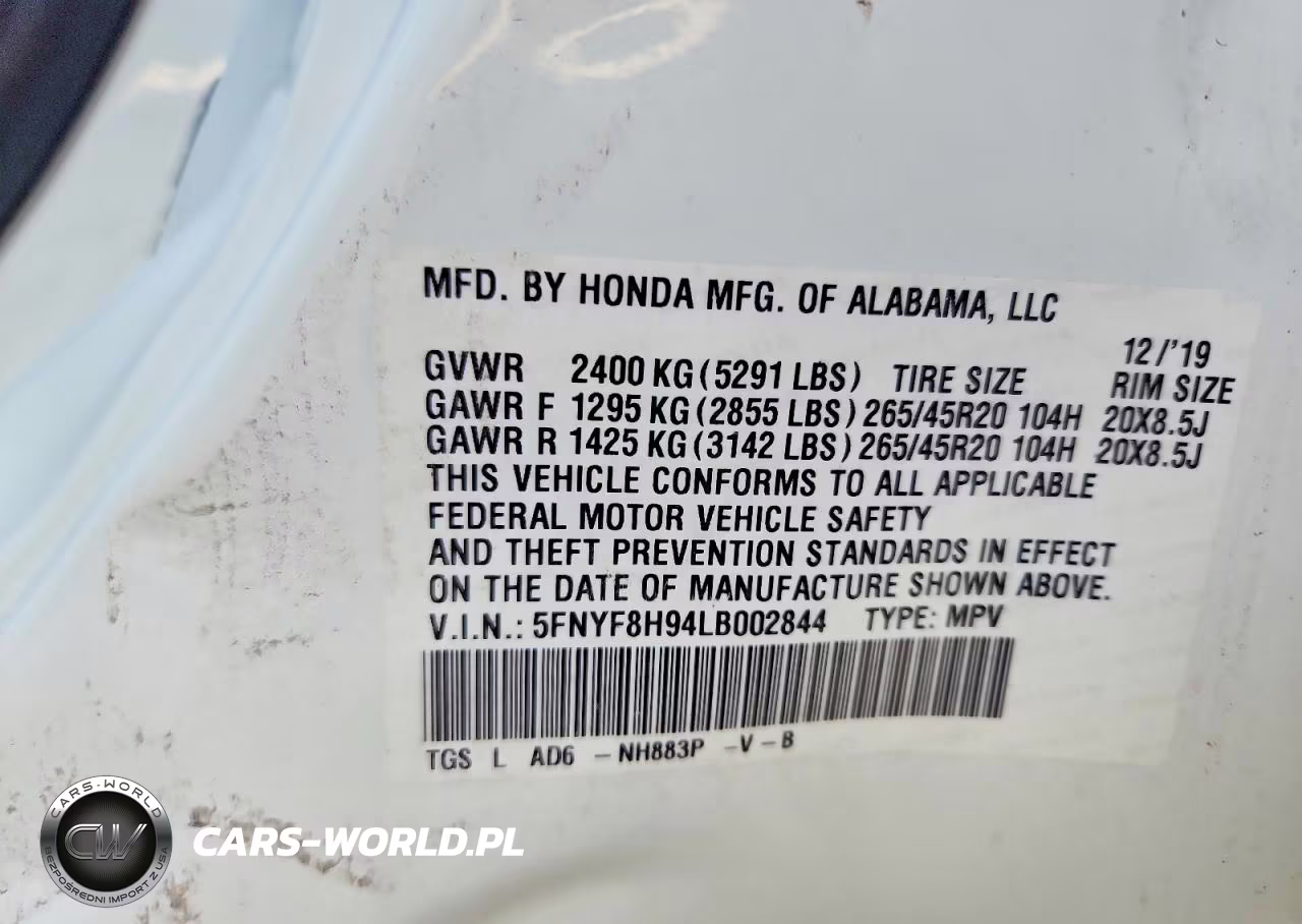 2020 Honda Passport Touring VIN:5FNYF8H94LB002844 - 13