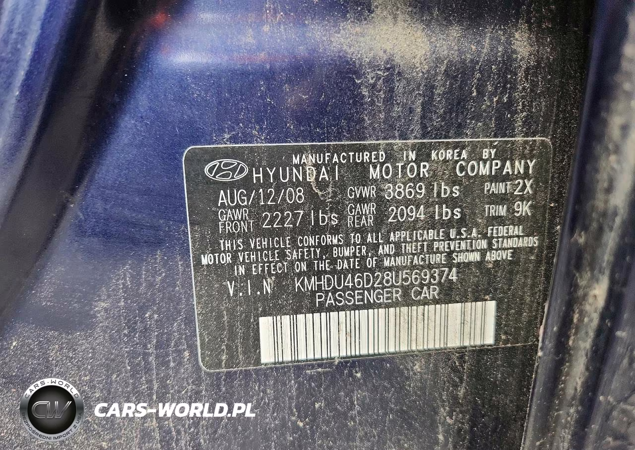 2008 Hyundai Elantra Gls VIN:KMHDU46D28U569374 - 13