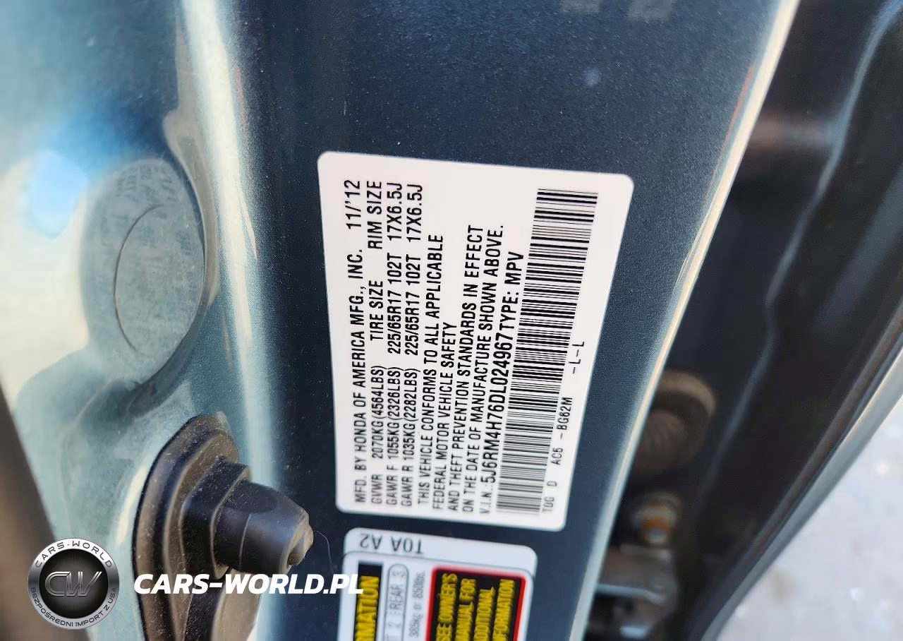 2013 Honda Cr-V Exl VIN:5J6RM4H76DL024967 - 13