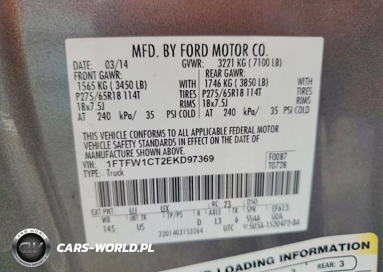 2014 Ford F150 Supercrew VIN:1FTFW1CT2EKD97369 - 12