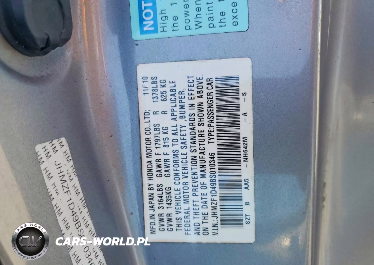 2011 Honda Cr-Z VIN:JHMZF1D49BS010346 - 12