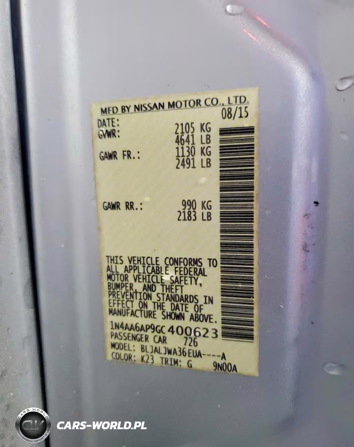 2016 Nissan Maxima 3.5 Sv VIN:1N4AA6AP9GC400623 - 12