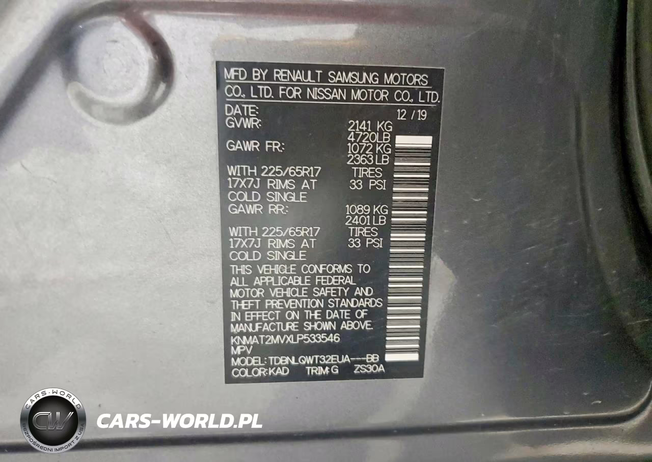 2020 Nissan Rogue Sv VIN:KNMAT2MVXLP533546 - 13