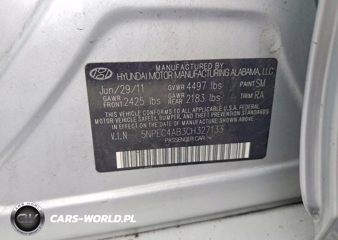 2012 Hyundai Sonata Se 2.0T VIN:5NPEC4AB3CH327133 - 12