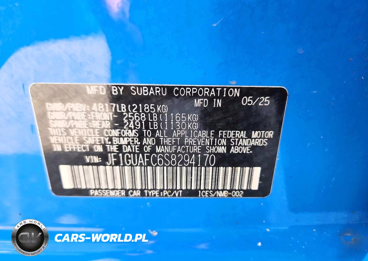 2025 Subaru Impreza Sport VIN:JF1GUAFC6S8294170 - 12