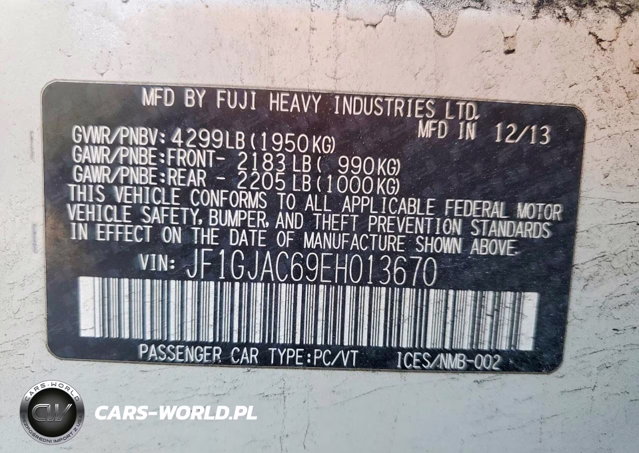 2014 Subaru Impreza Premium VIN:JF1GJAC69EH013670 - 12