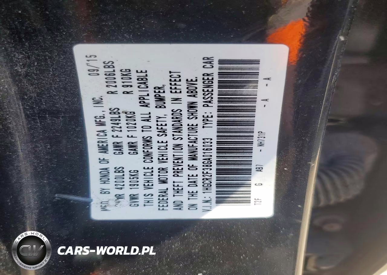 2016 Honda Accord Lx VIN:1HGCR2F38GA016033 - 12