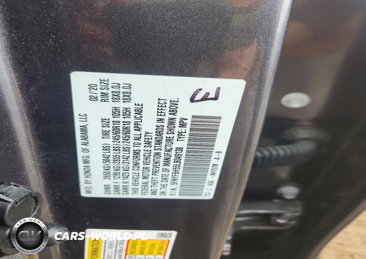 2020 Honda Pilot Exl VIN:5FNYF6H55LB049138 - 12