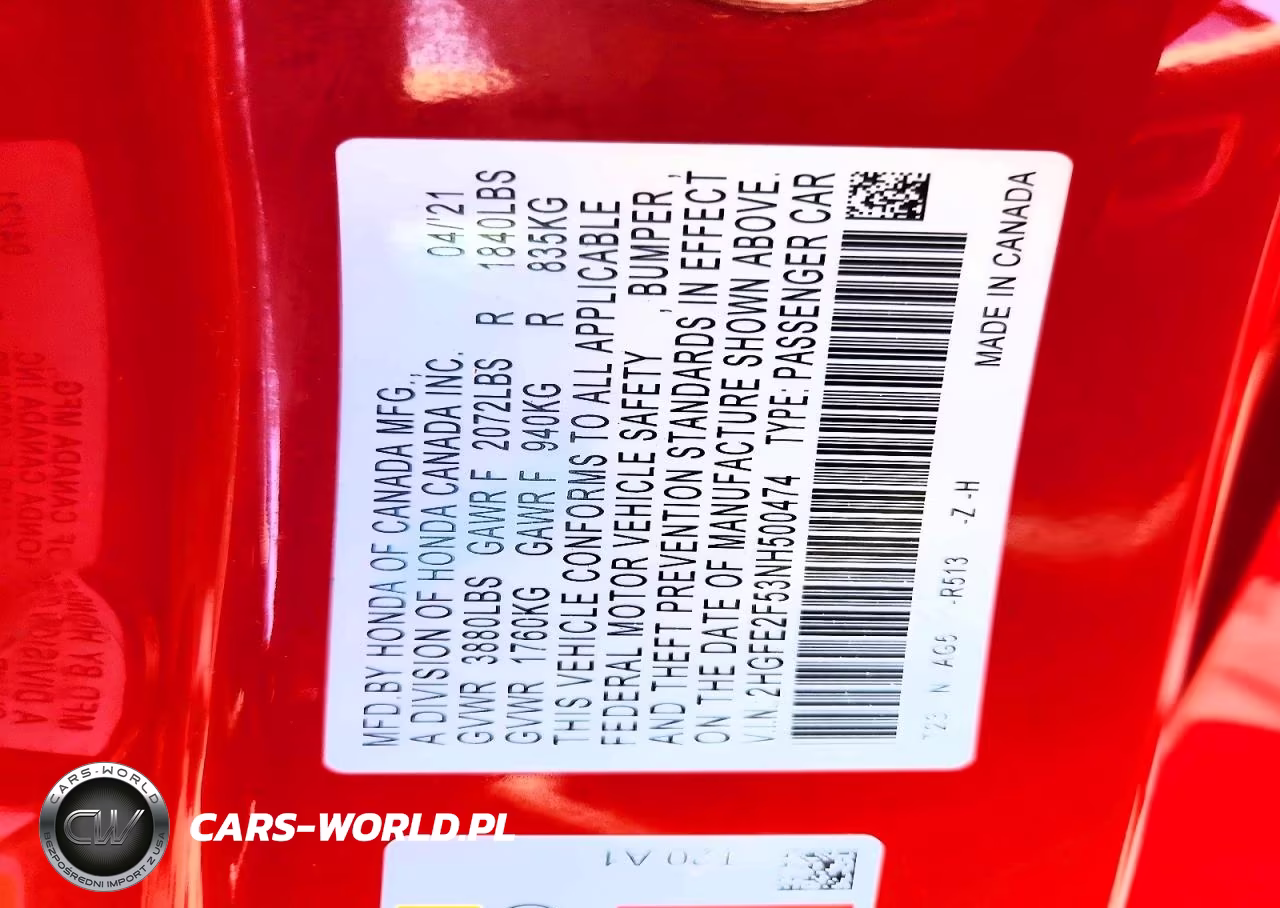 2022 Honda Civic Sport VIN:2HGFE2F53NH500474 - 12