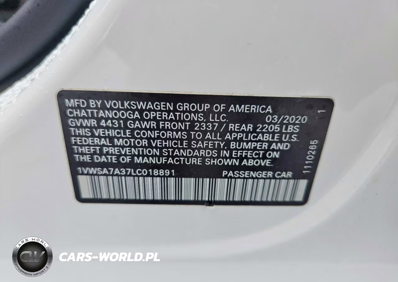 2020 Volkswagen Passat Se VIN:1VWSA7A37LC018891 - 12