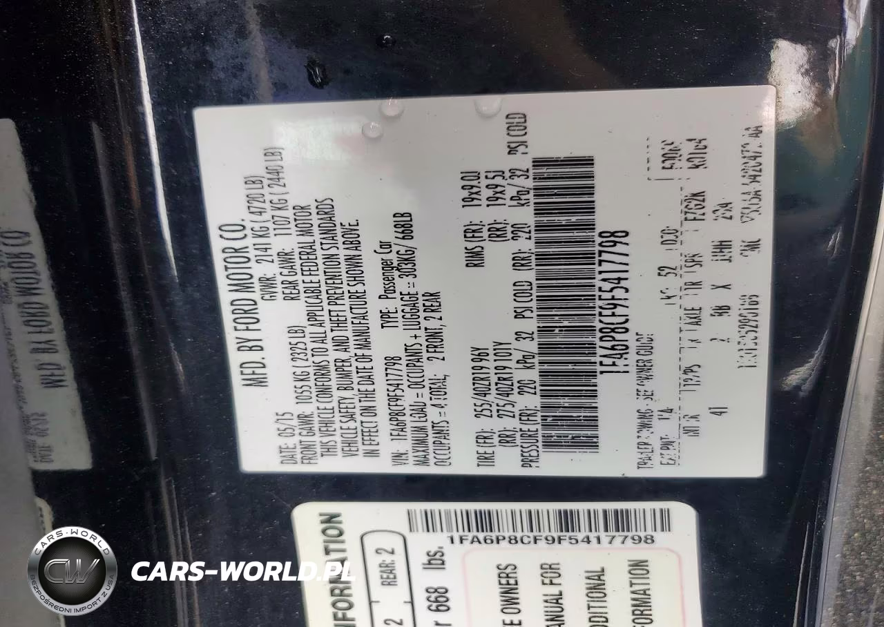 2015 Ford Mustang Gt VIN:1FA6P8CF9F5417798 - 12