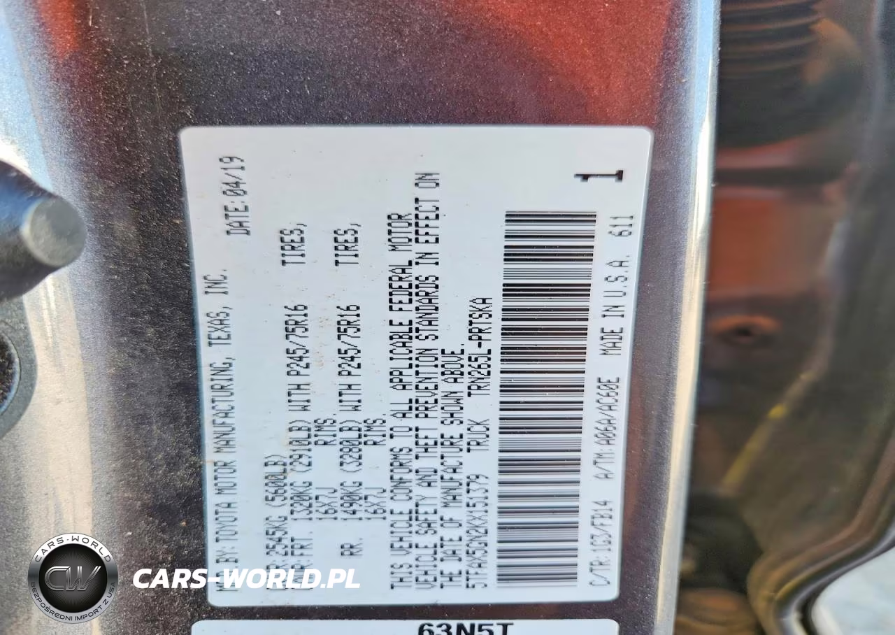 2019 Toyota Tacoma Sr VIN:5TFAX5GN2KX151379 - 12