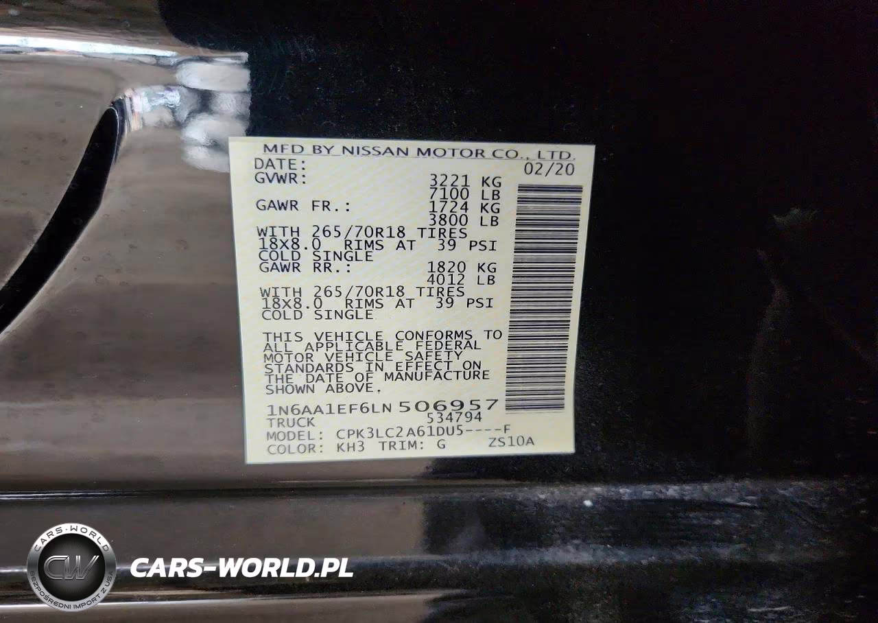 2020 Nissan Titan Sv VIN:1N6AA1EF6LN506957 - 12