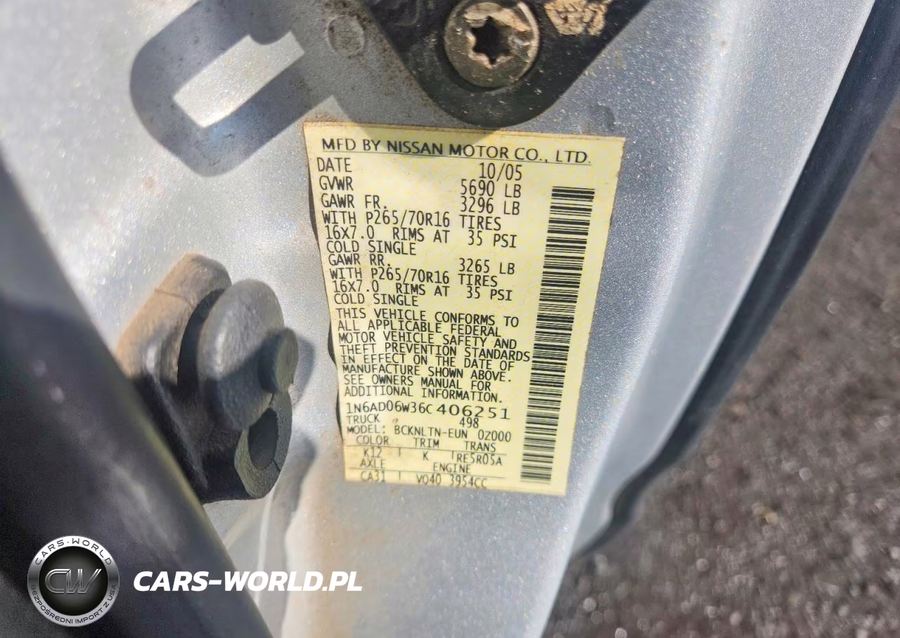 2006 Nissan Frontier Se VIN:1N6AD06W36C406251 - 12
