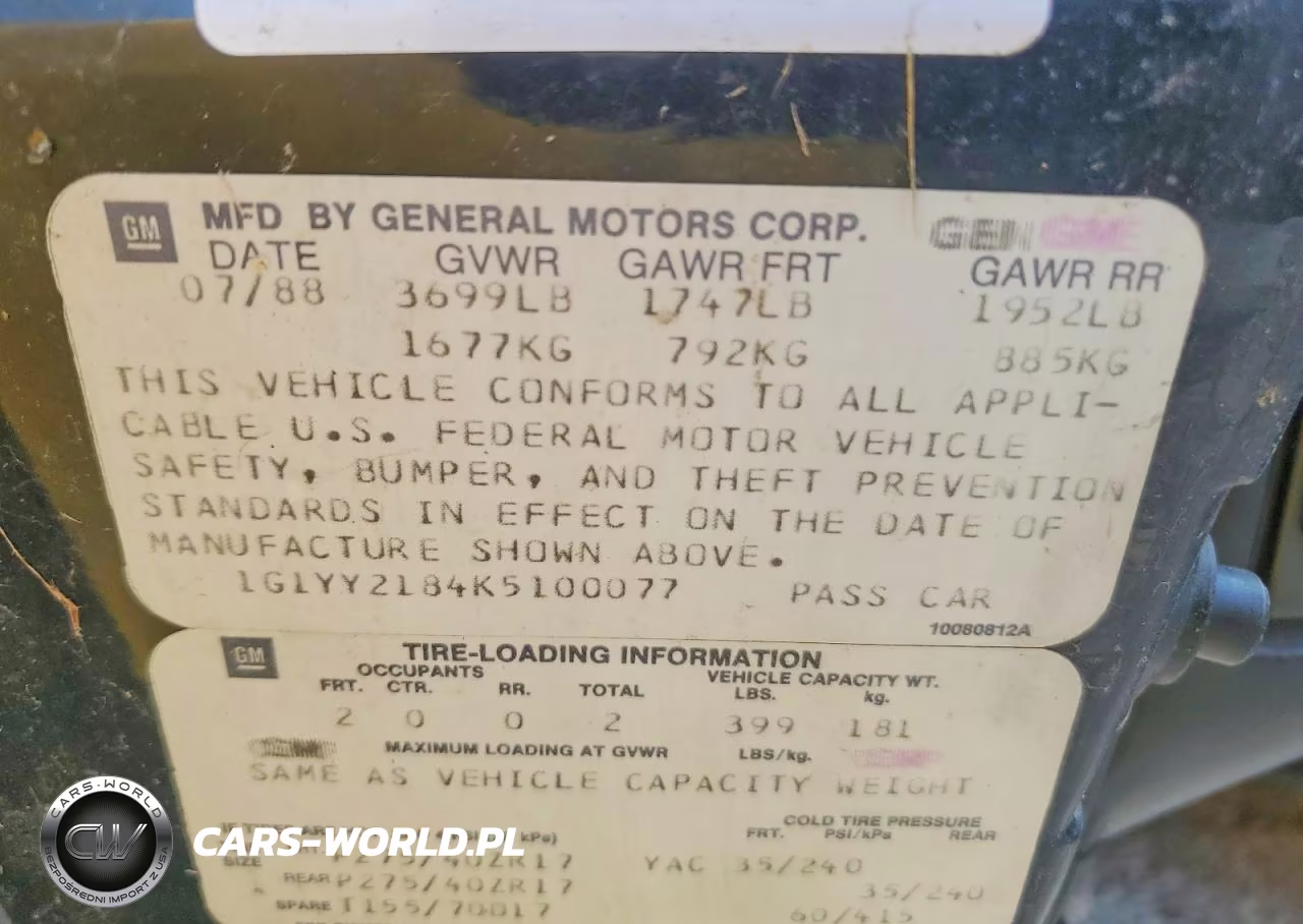 1989 Chevrolet Corvette VIN:1G1YY2184K5100077 - 12