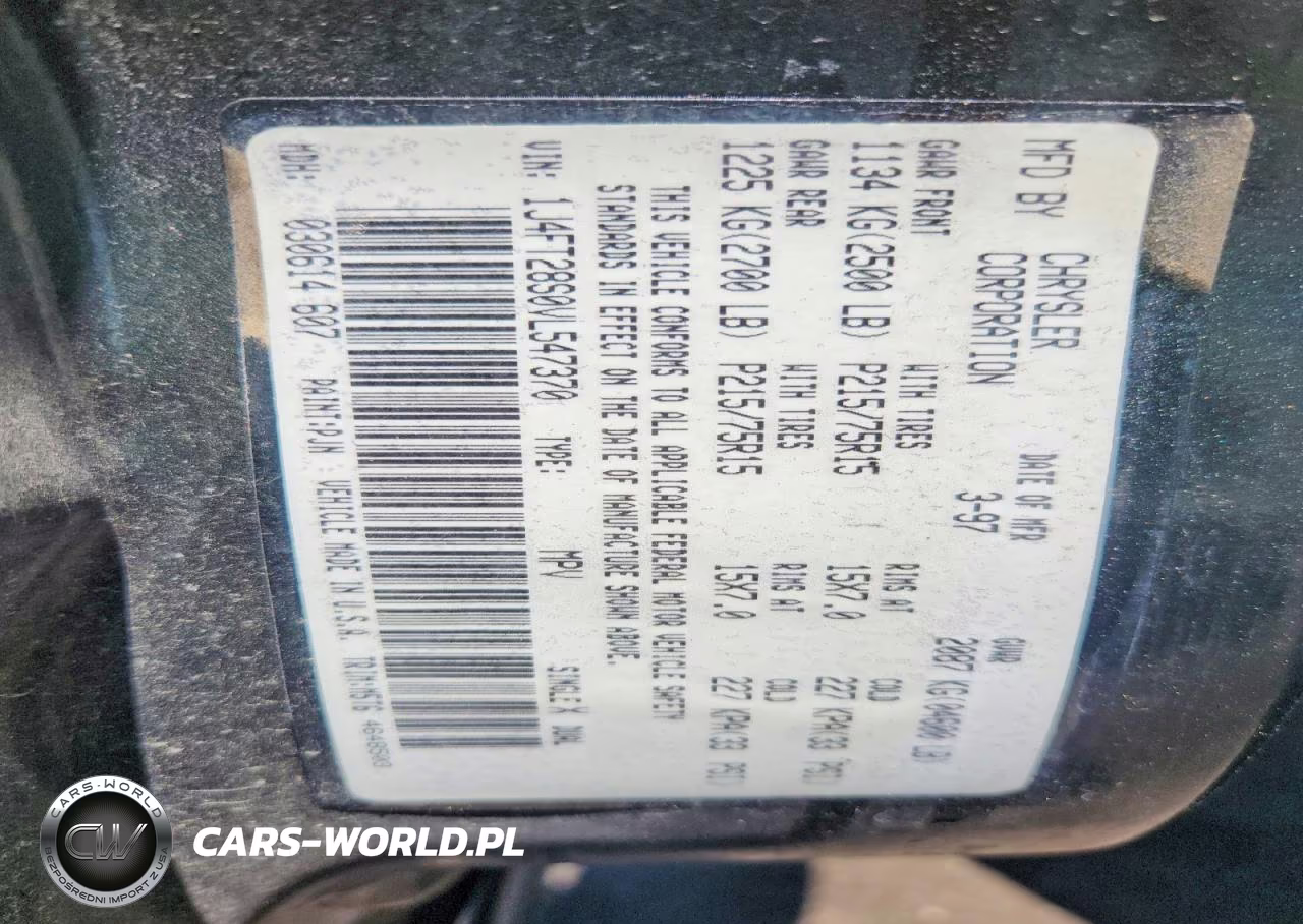 1997 Jeep Cherokee Se VIN:1J4FT28S0VL547370 - 12