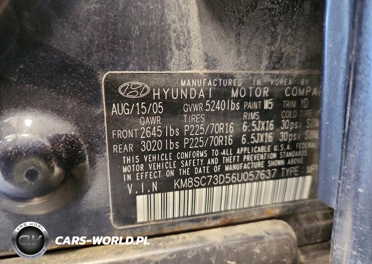 2006 Hyundai Santa Fe Gls VIN:KM8SC73D56U057637 - 13