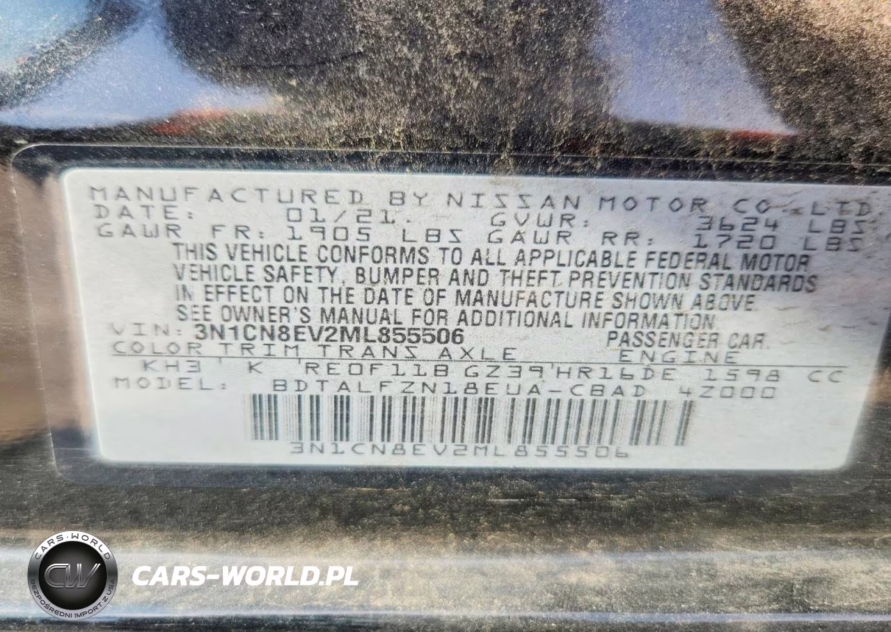 2021 Nissan Versa Sv VIN:3N1CN8EV2ML855506 - 12