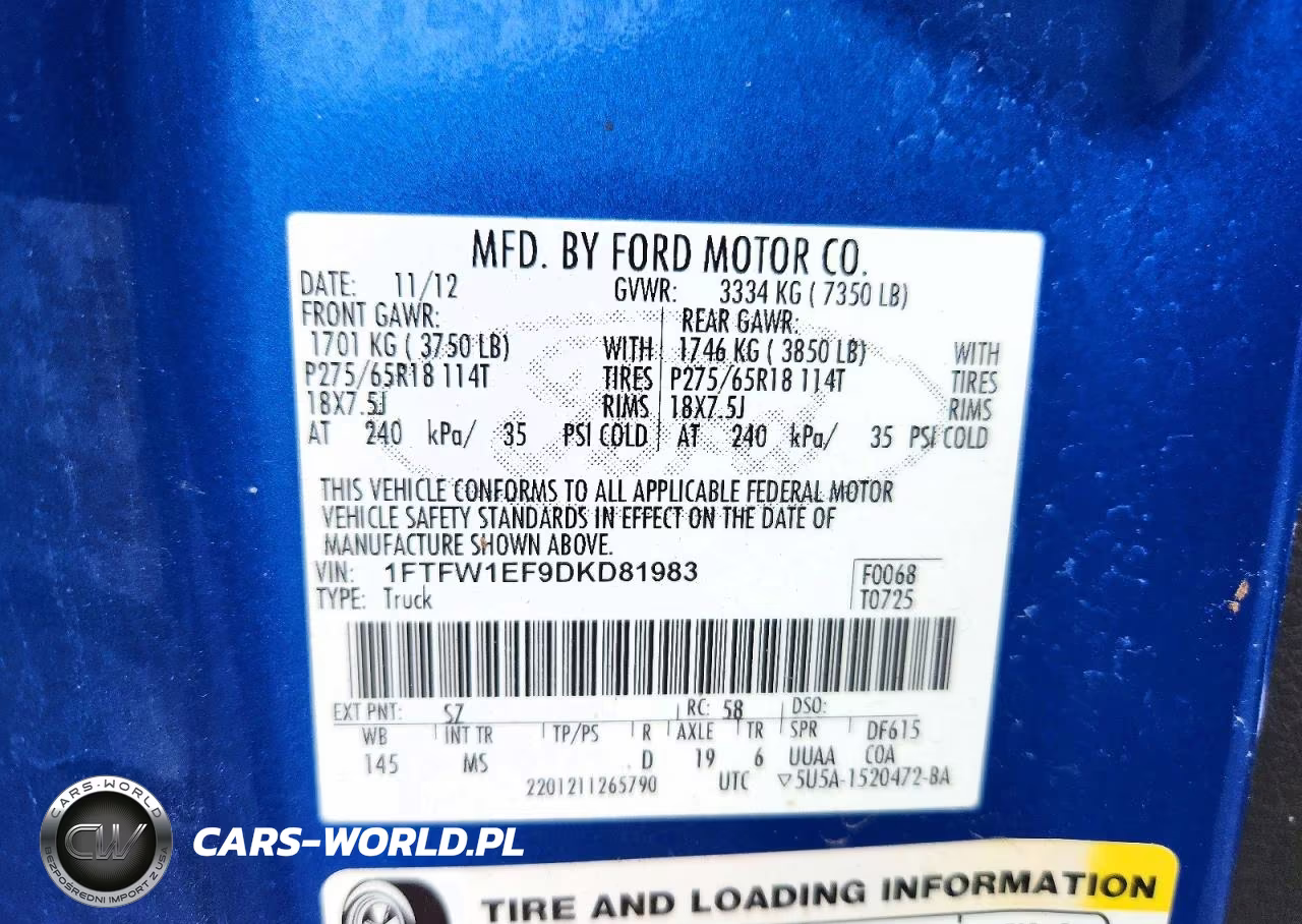 2013 Ford F150 Supercrew VIN:1FTFW1EF9DKD81983 - 12