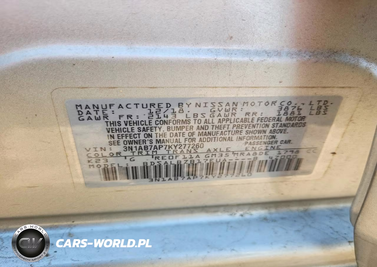 2019 Nissan Sentra S VIN:3N1AB7AP7KY277260 - 12