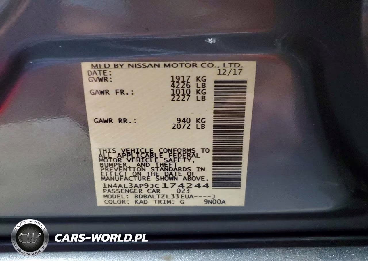 2018 Nissan Altima 2.5 Sl VIN:1N4AL3AP9JC174244 - 12