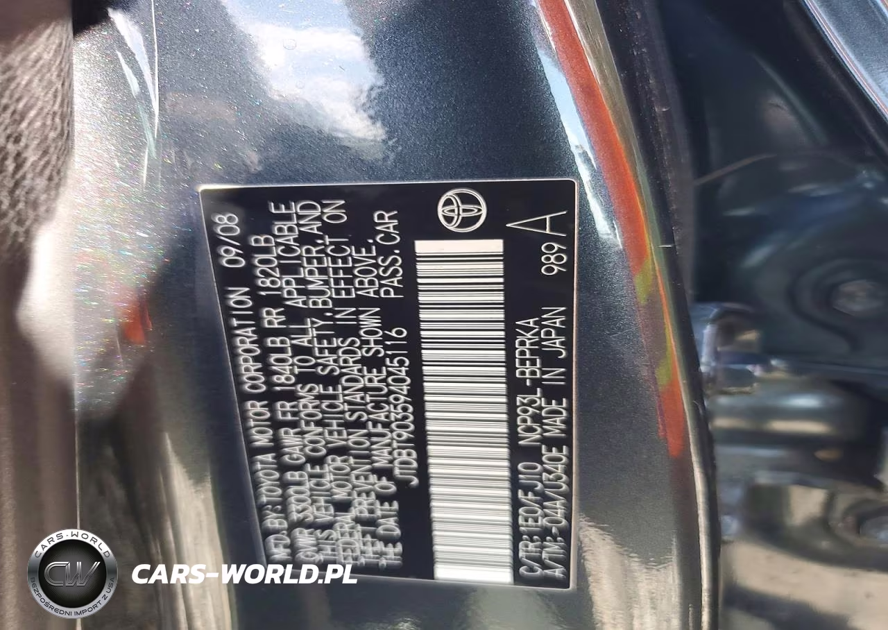 2009 Toyota Yaris Base VIN:JTDBT903594045116 - 12