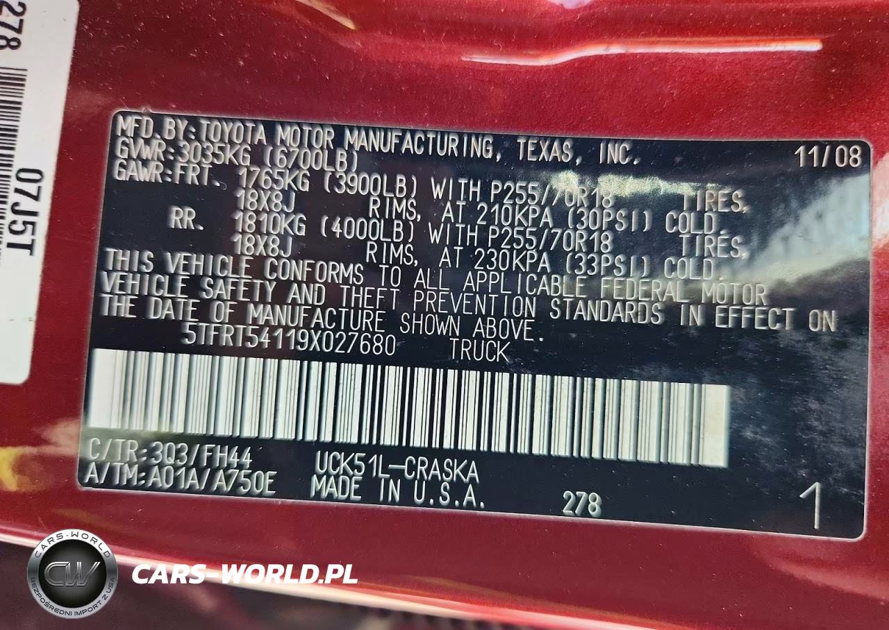 2009 Toyota Tundra Sr5 VIN:5TFRT54119X027680 - 12