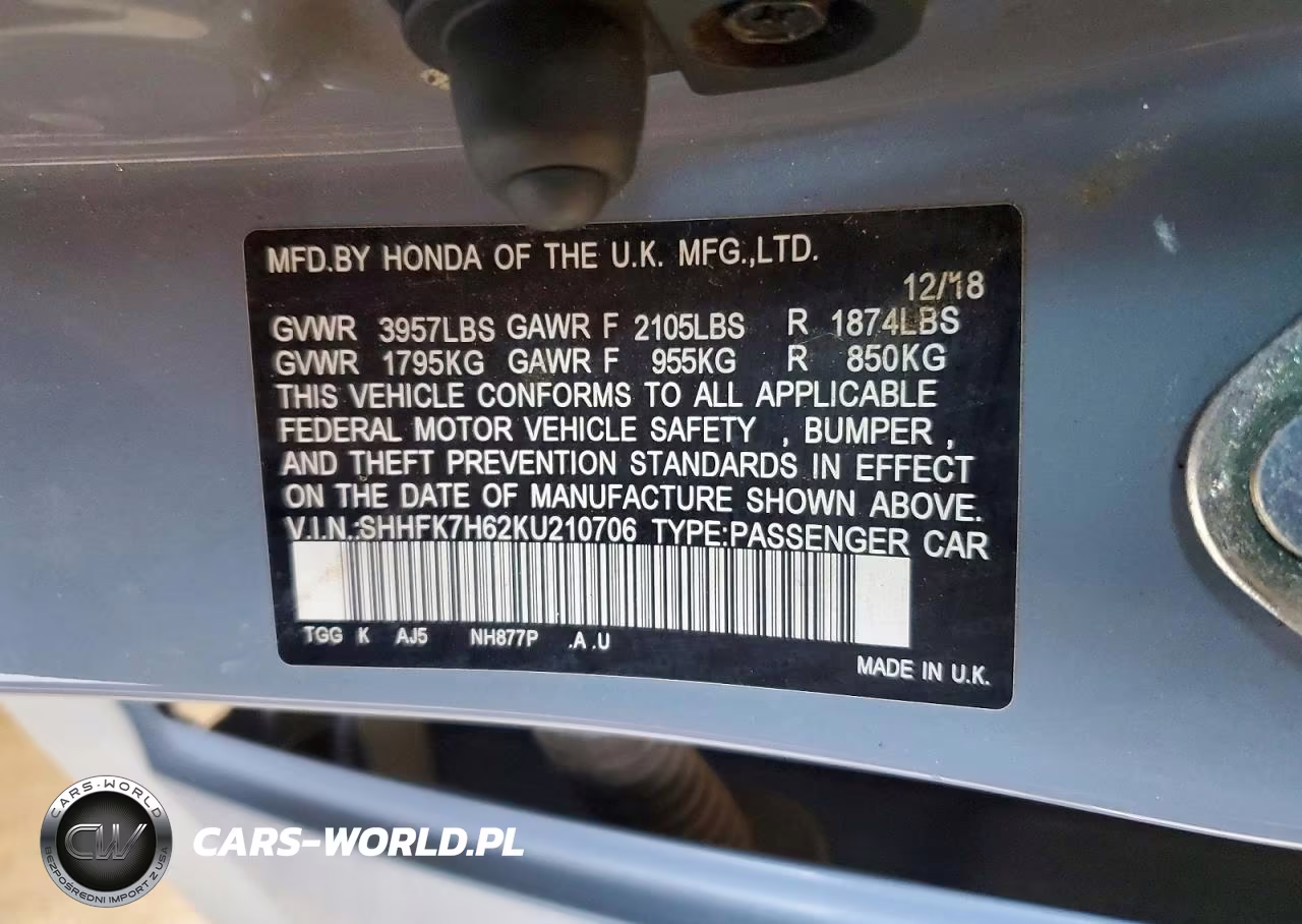 2019 Honda Civic Ex VIN:SHHFK7H62KU210706 - 12