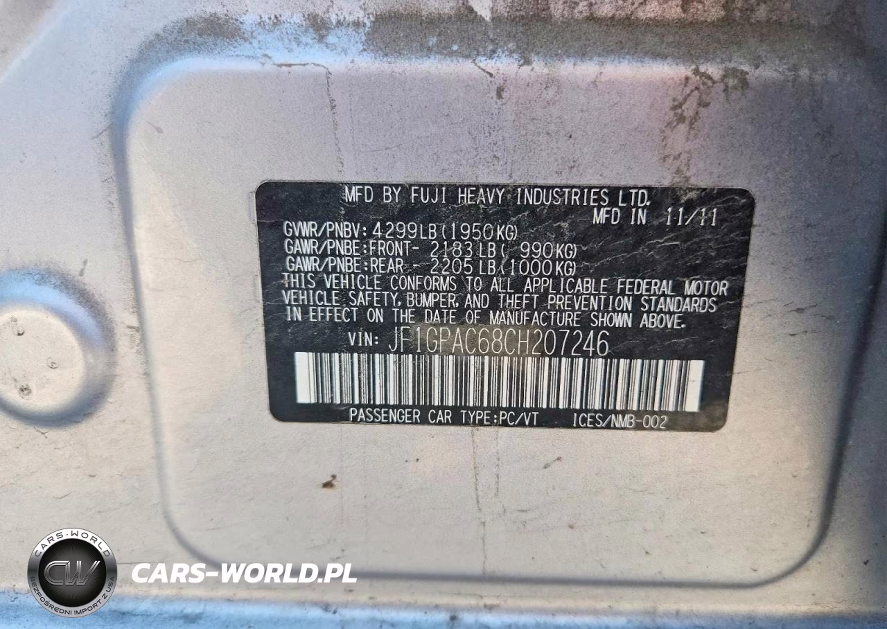 2012 Subaru Impreza Premium VIN:JF1GPAC68CH207246 - 12
