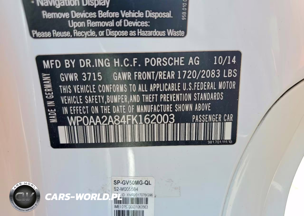 2015 Porsche Cayman VIN:WP0AA2A84FK162003 - 12