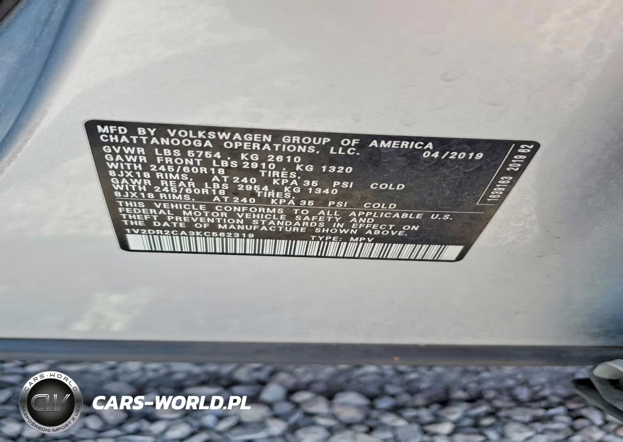 2019 Volkswagen Atlas Se VIN:1V2DR2CA3KC562319 - 13