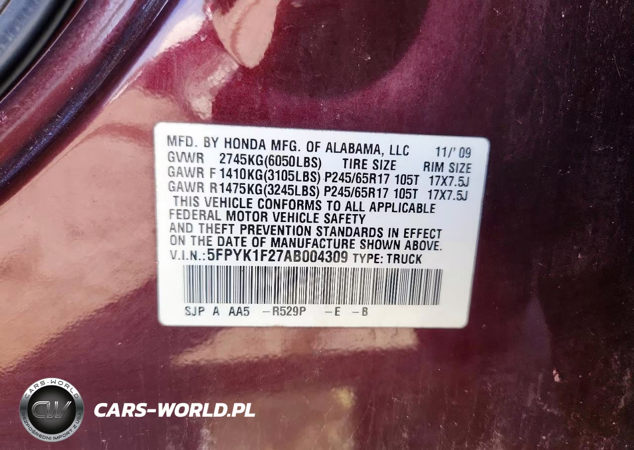 2010 Honda Ridgeline Rt VIN:5FPYK1F27AB004309 - 12