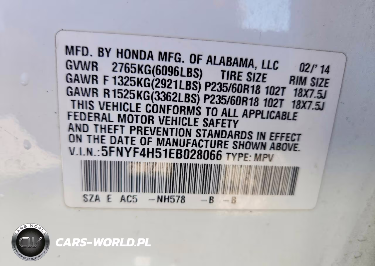 2014 Honda Pilot Exl VIN:5FNYF4H51EB028066 - 13