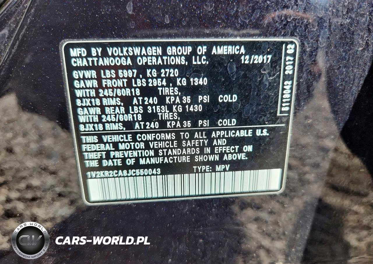 2018 Volkswagen Atlas Se VIN:1V2KR2CA8JC550043 - 12
