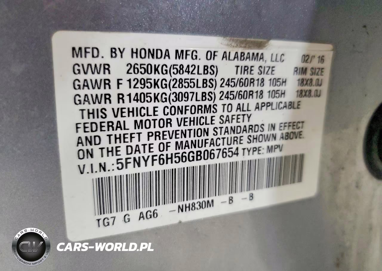 2016 Honda Pilot Exl VIN:5FNYF6H56GB067654 - 14
