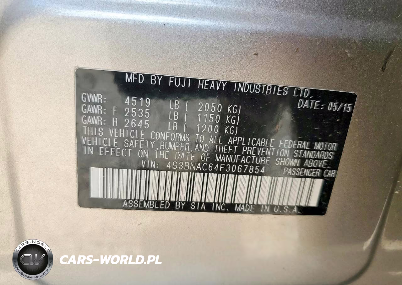 2015 Subaru Legacy 2.5I Premium VIN:4S3BNAC64F3067854 - 13
