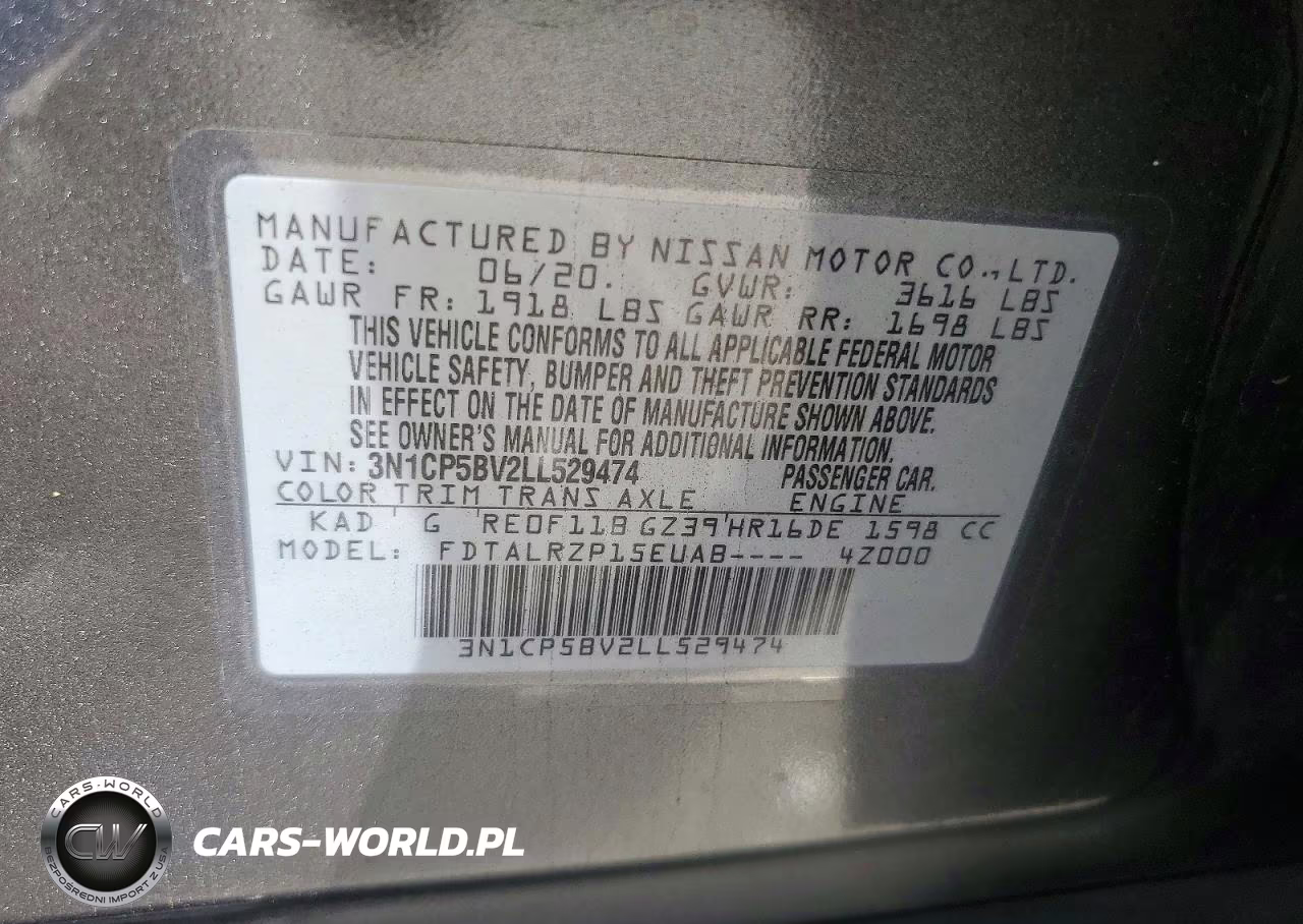 2020 Nissan Kicks S VIN:3N1CP5BV2LL529474 - 13