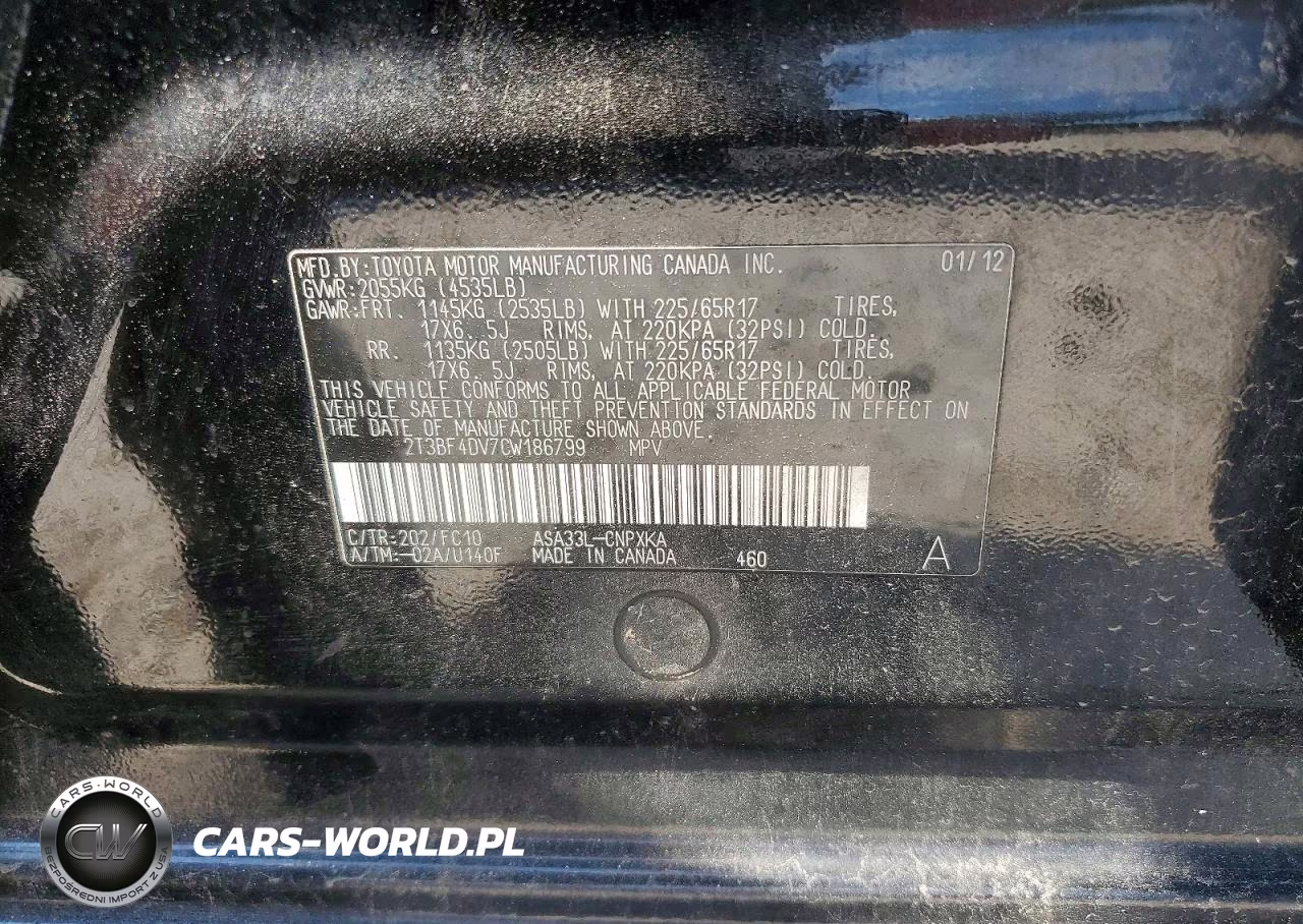 2012 Toyota Rav4 Base VIN:2T3BF4DV7CW186799 - 13