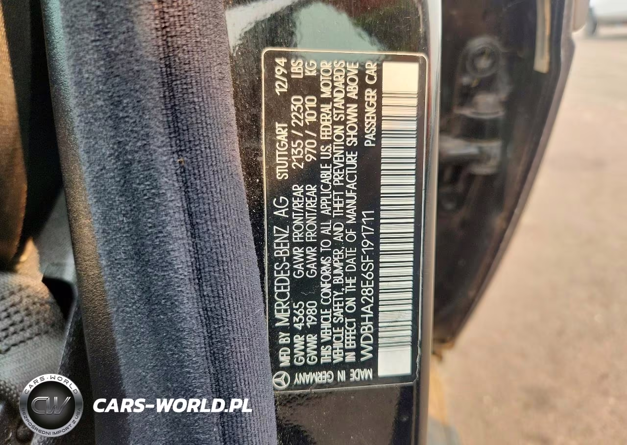 1995 Mercedes-Benz C 280 VIN:WDBHA28E6SF191711 - 12