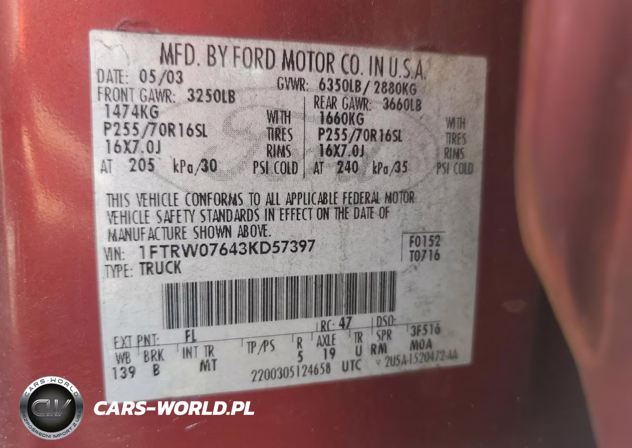 2003 Ford F150 Supercrew VIN:1FTRW07643KD57397 - 13