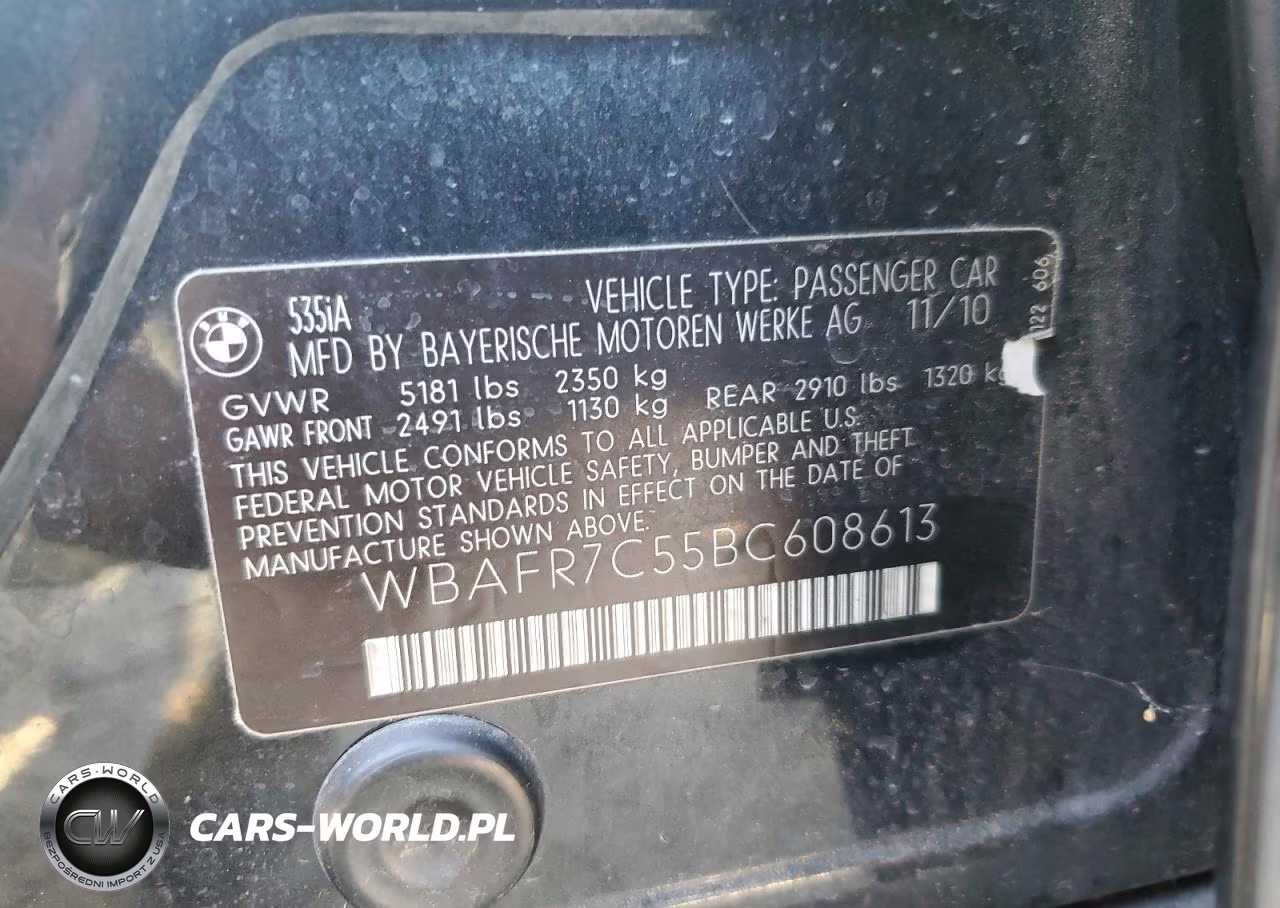 2011 BMW 535 I VIN:WBAFR7C55BC608613 - 12